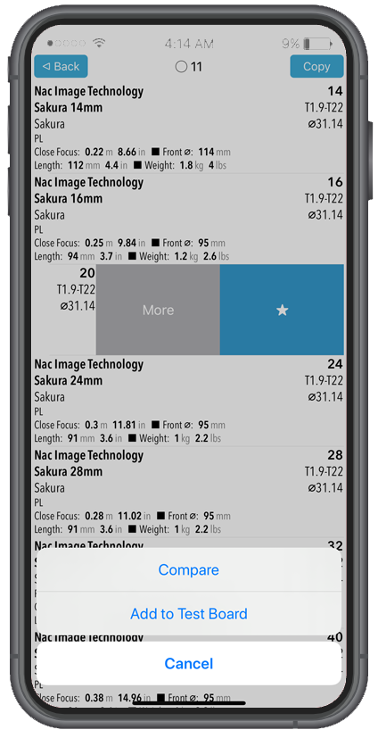 LENSER Screenshot - Compare or Add to Test Board